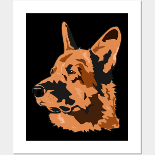 German Shepherd Vectorized Portrait Posters and Art